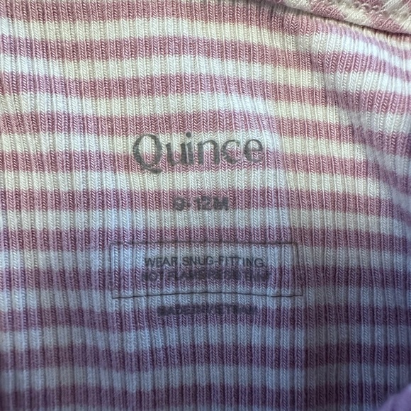 Quince Rose Pink Stripe Baby Bodysuit 9-12M Long Sleeve Organic Cotton - Picture 2 of 4